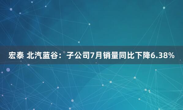 宏泰 北汽蓝谷：子公司7月销量同比下降6.38%
